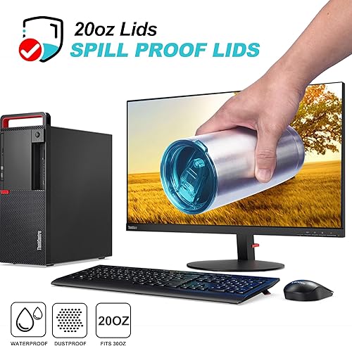 Miniatura 10 de 2 tapas de repuesto para vaso de acero inoxidable de viaje, se adapta a vasos de diámetro interior de 3.15 a 3.2 pulgadas y otros vasos, color negro