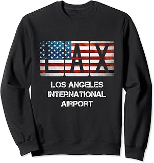 LAX Airport Los Angeles Distressed American Flag California Sweatshirt