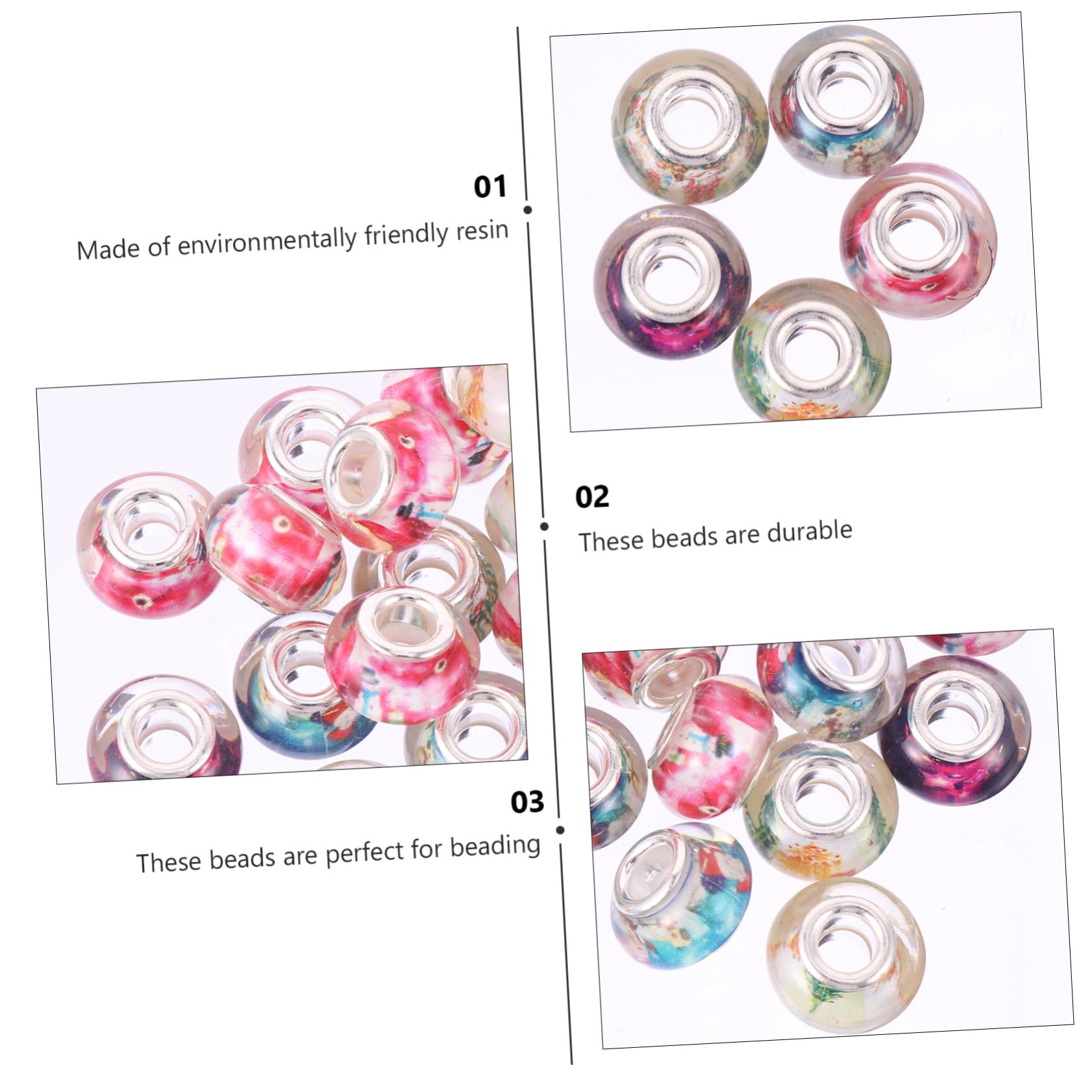 SHINEOFI 200stücke Große Lochperlen Aus Resin Mit Floralen Mustern Für Schmuckherstellung Abstandshalter Für Armbänder Und Halsketten Bastelperlen Für Kreative Projekte