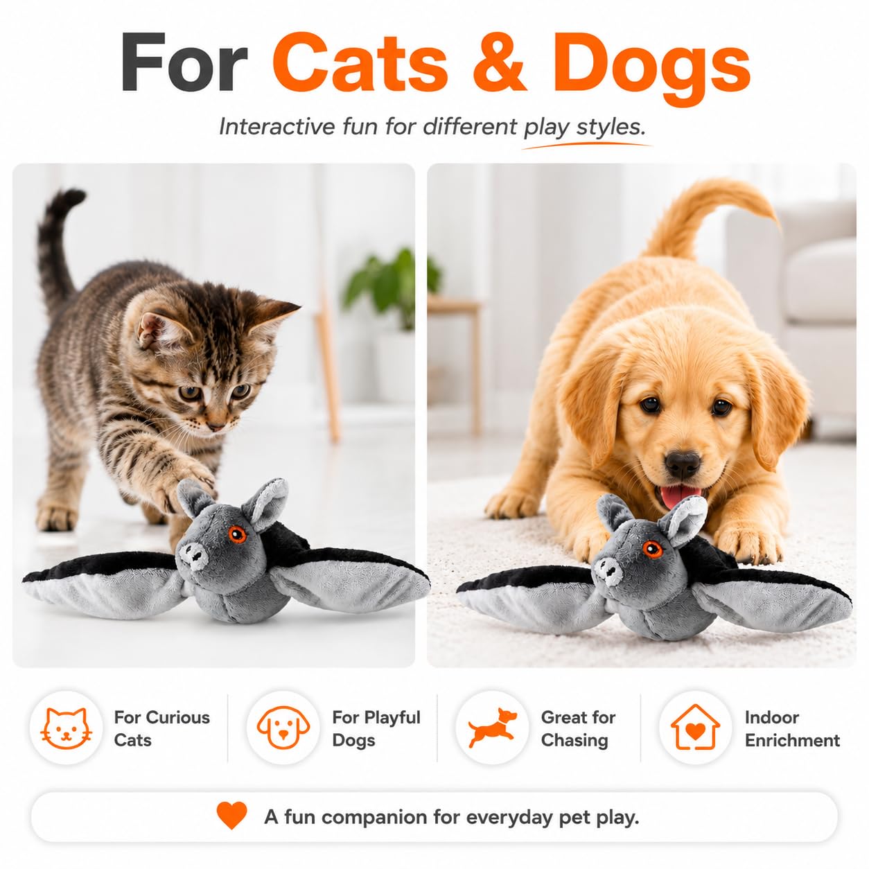 Juguete de murciélago volador para perros, juguete interactivo realista para mascotas con sonidos de chirping, juguete eléctrico de murciélago para perros y gatos, juguete de persecución y ejercicio