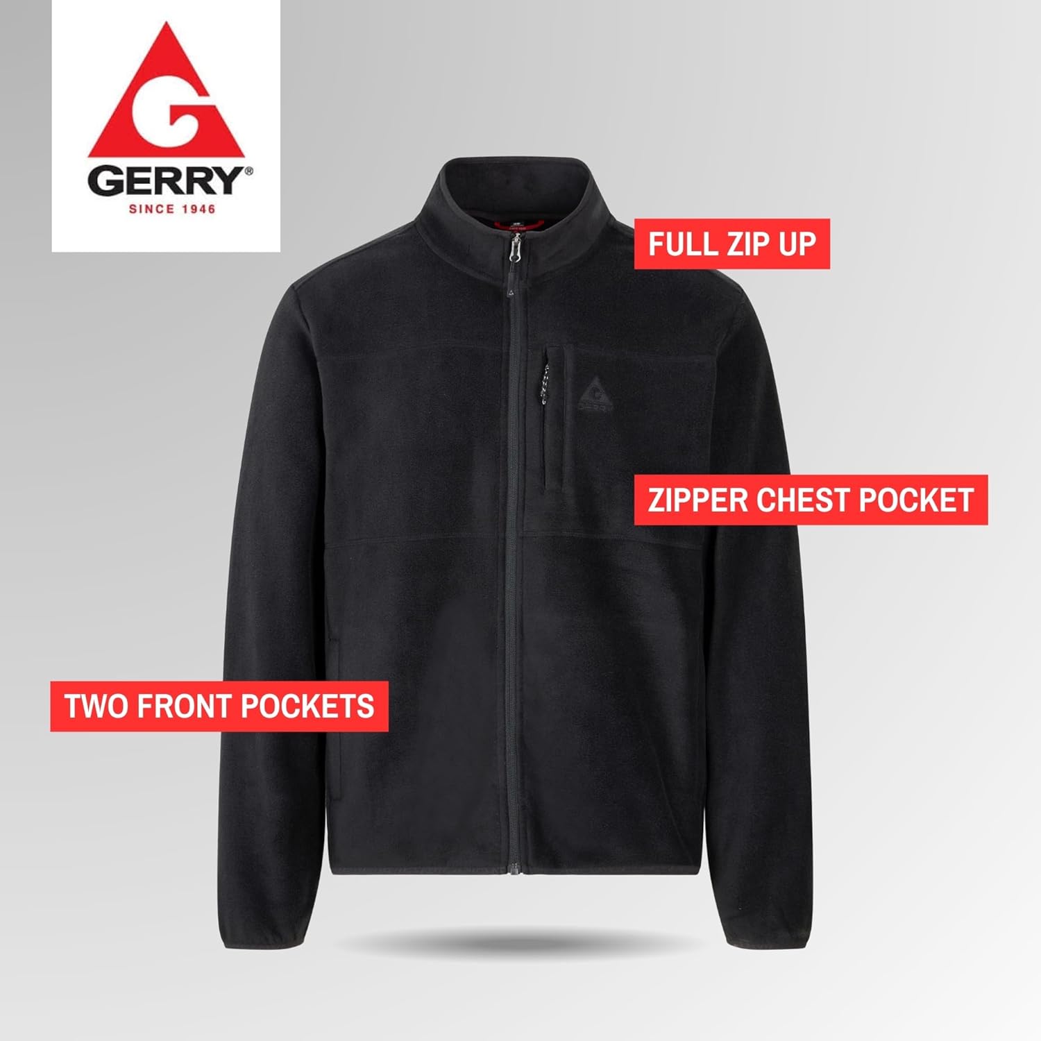 Gerry Mens Fleece Jacket – Zip Up Sweater, Lightweight Athletic Sweater, Warm Soft Polar Full Zipper Jacket, Mock Neck - Image 5