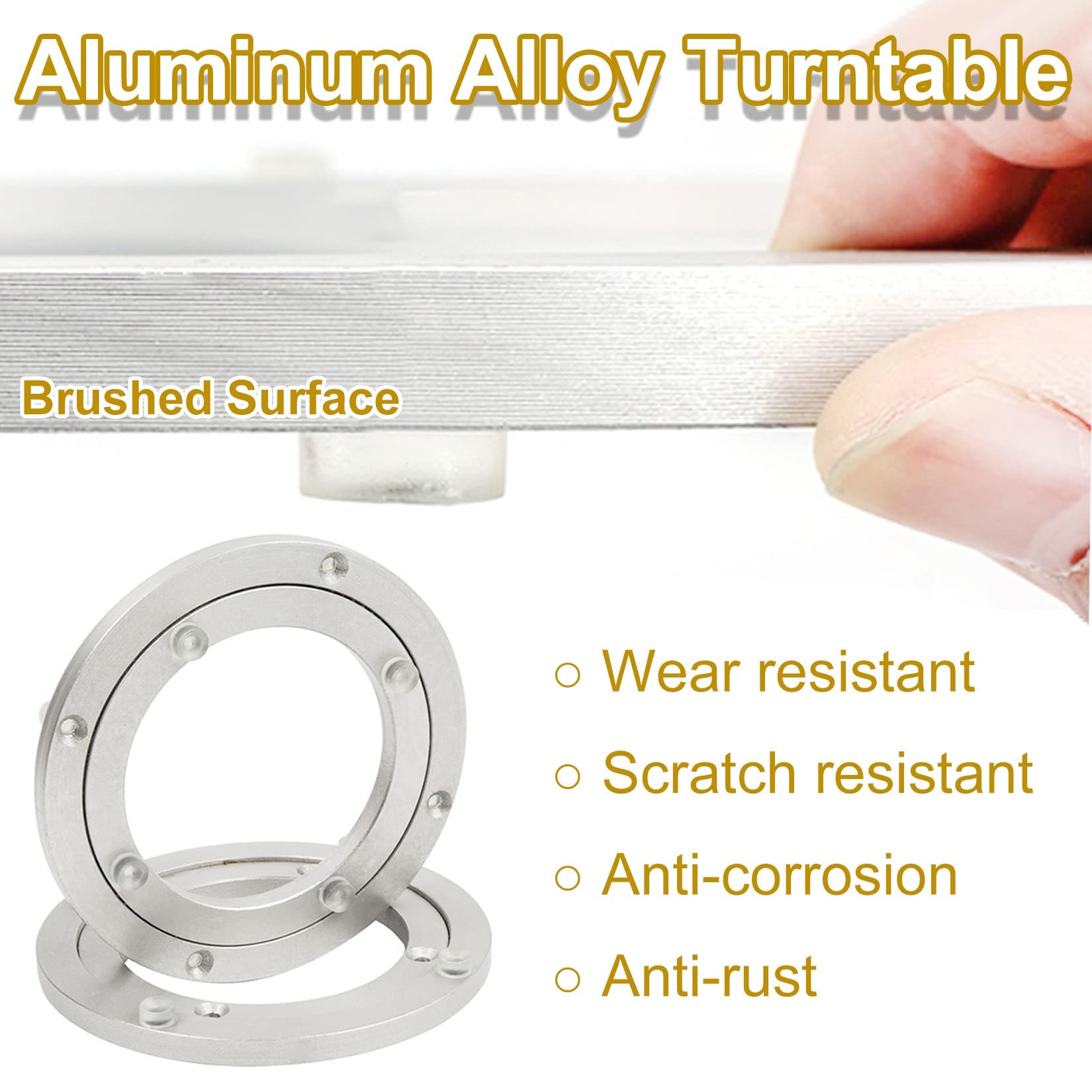 Cuscinetto for giradischi in lega di alluminio, Cuscinetto for giradischi in lega di alluminio Base Lazy Susan Argento Dimensioni multiple(60 cm)