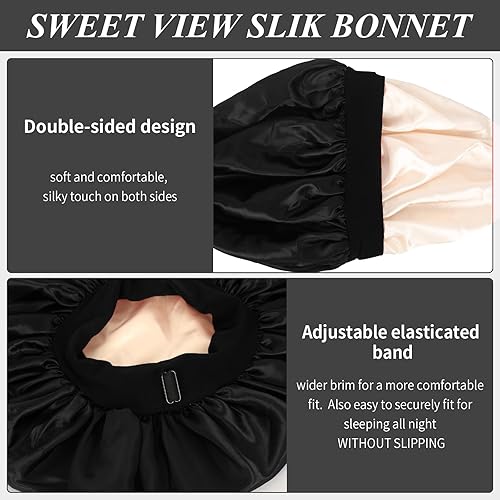 Miniatura 2 de 2 gorros de seda, envoltura de seda para dormir, gorro de satén suave y cómodo