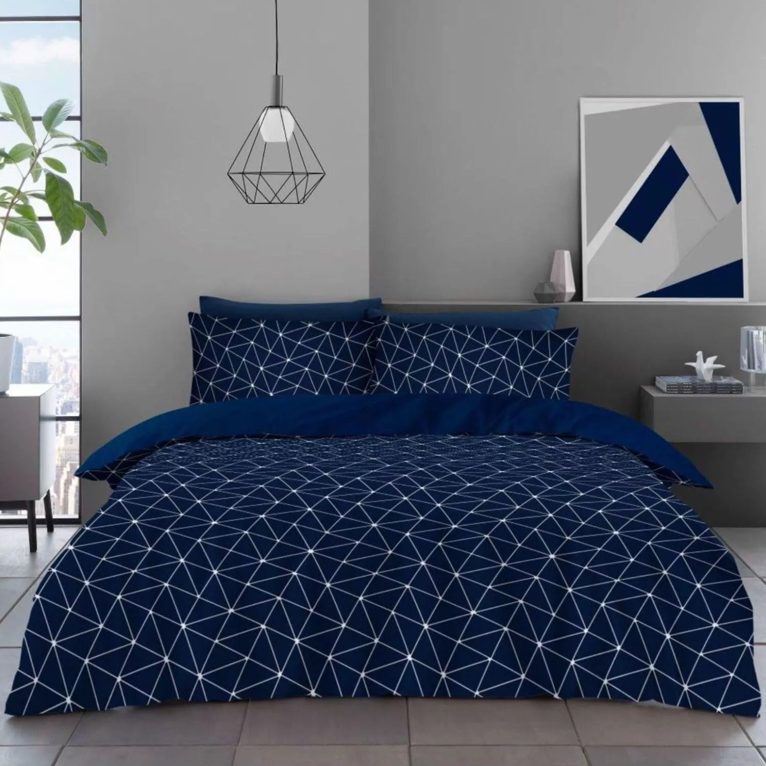 Lions New Microfibre Duvet - Atherstone Navy - Single Double King (Stan-Geo-Navy, Double)