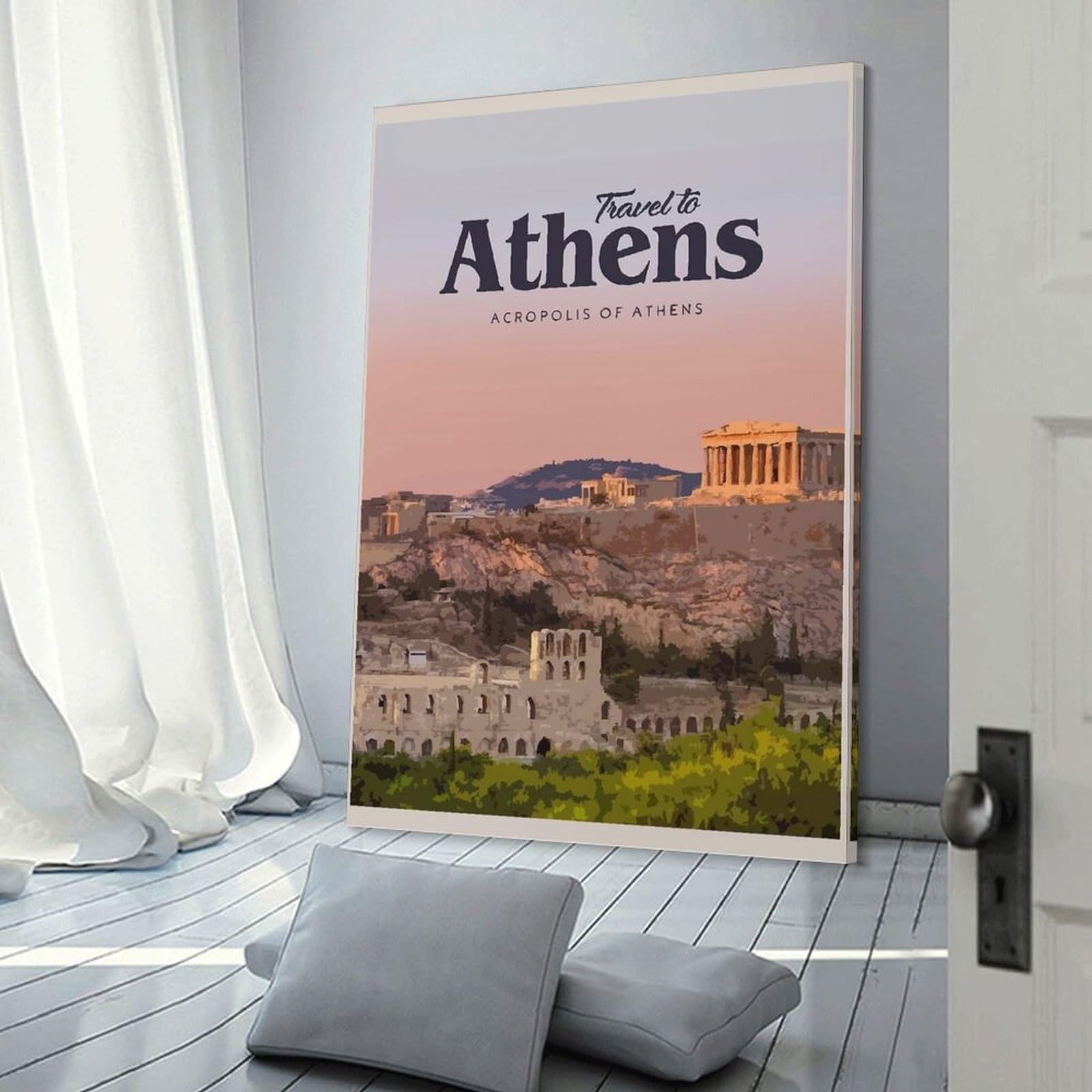 Junmoney Athens(4) Home Decor Wall Art 24x36inch(60x90cm), for Living Room, Lounge Or Sitting Room, A Home Accent with Warm Character
