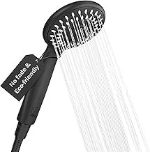 H&S Shower Head with Silicone Nozzles - Shower Head with 5 Spray Modes - Hand Shower Head for Shower - Shower Head Water-Saving Shower Head - Black