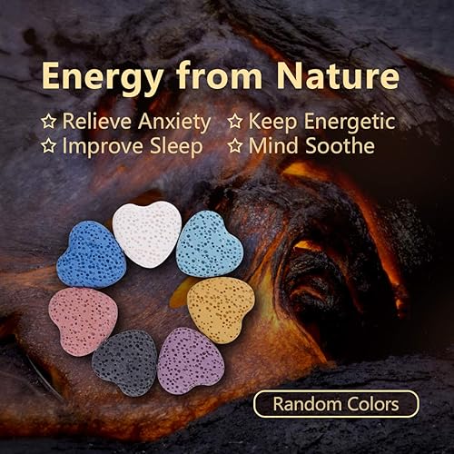 Miniatura 5 de INFUSEU Collares de aromaterapia Difusor de aceites esenciales para mujer, 7 piedras de lava de rocas, cadena de 24 pulgadas, regalos espirituales