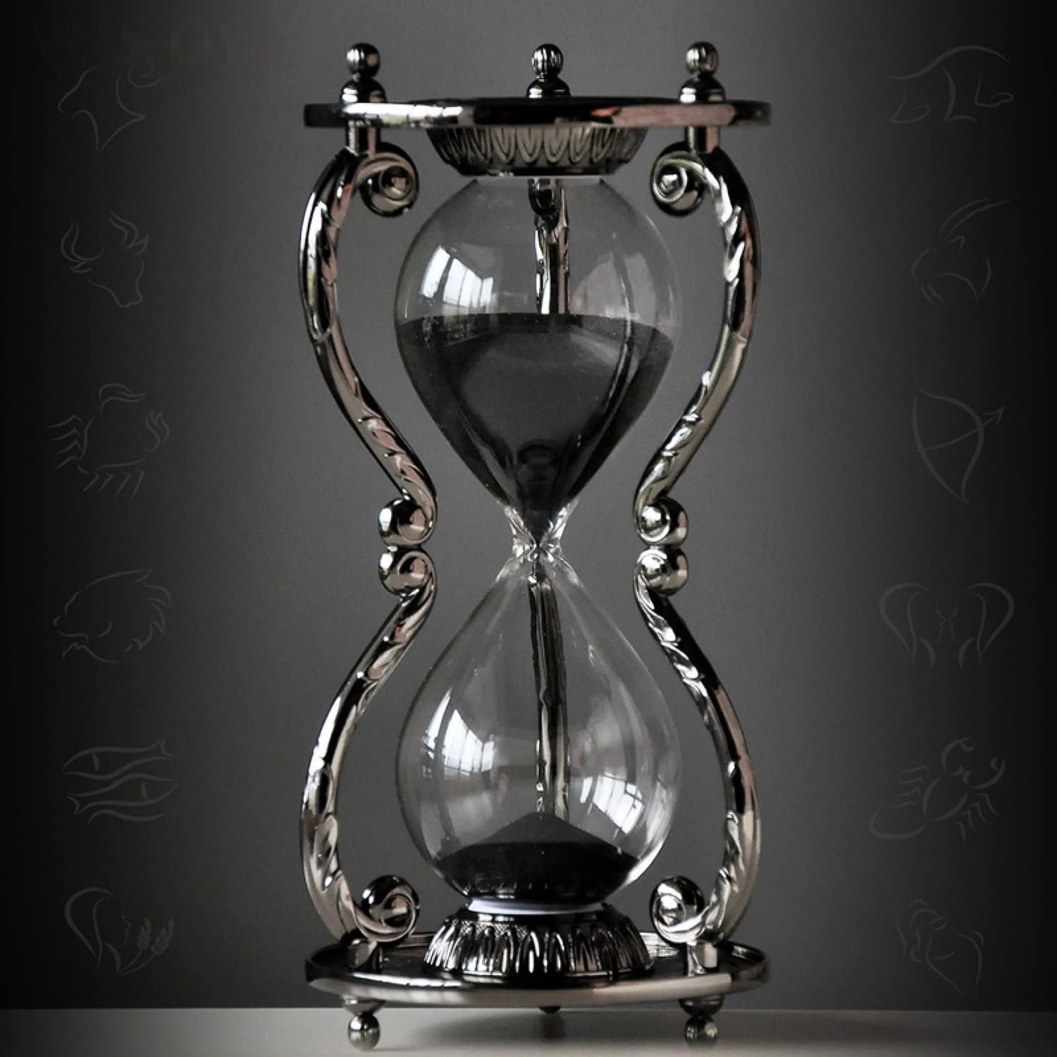 12 Constellation Reloj De Arena Decorativo Antiguo Reloj De Arena De Metal Temporizador De 30 Minutos, Temporizador Cocina Hourglass, Decoración De Vidrio