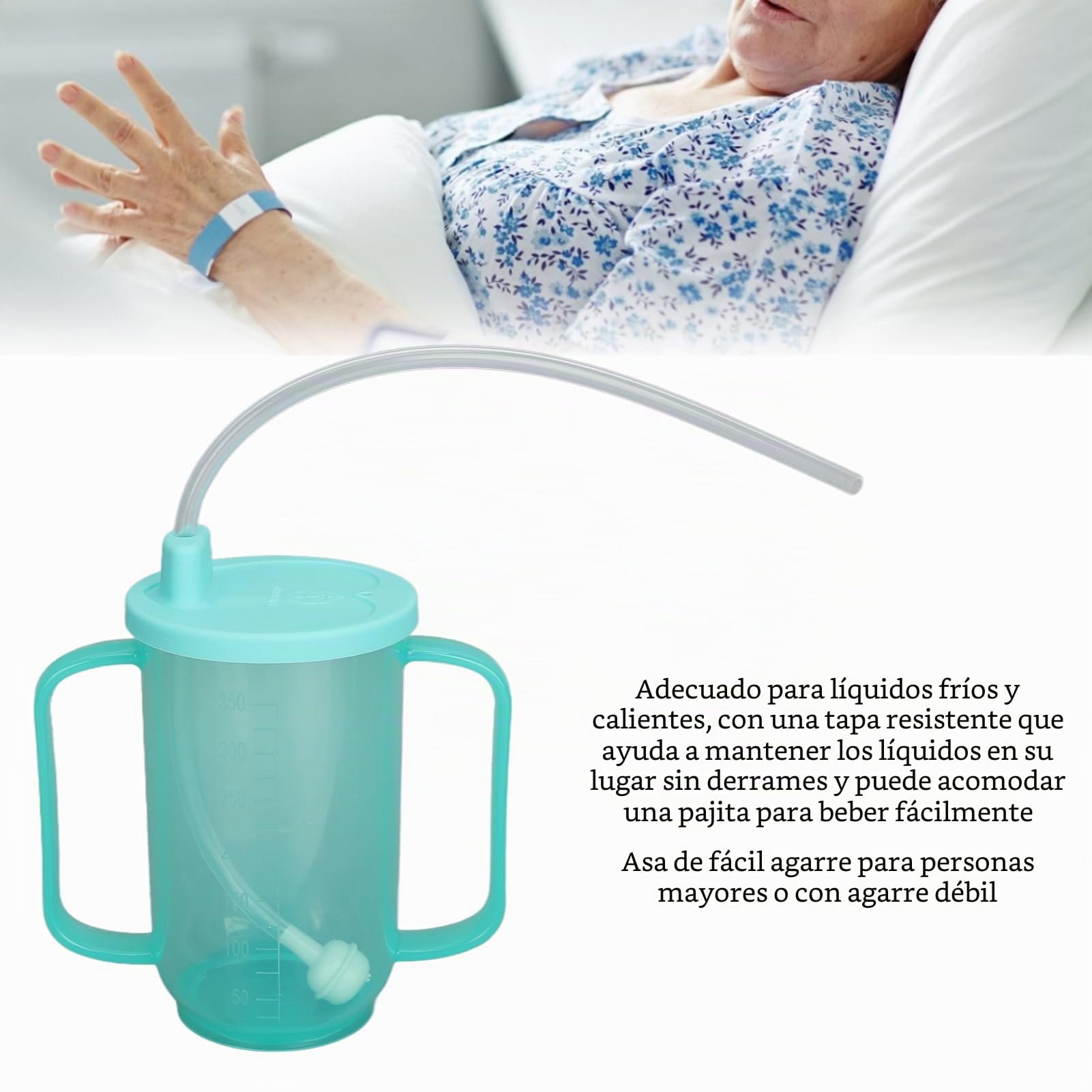 Bebida Para Convalecientes Para Adultos, Vaso Para Sorber Para Adultos De 350 Ml, Vaso Para Alimentación Para Convalecientes Seguro, Resistente Al Calor, A Prueba De Fugas, Con Pajita Extendida Para P