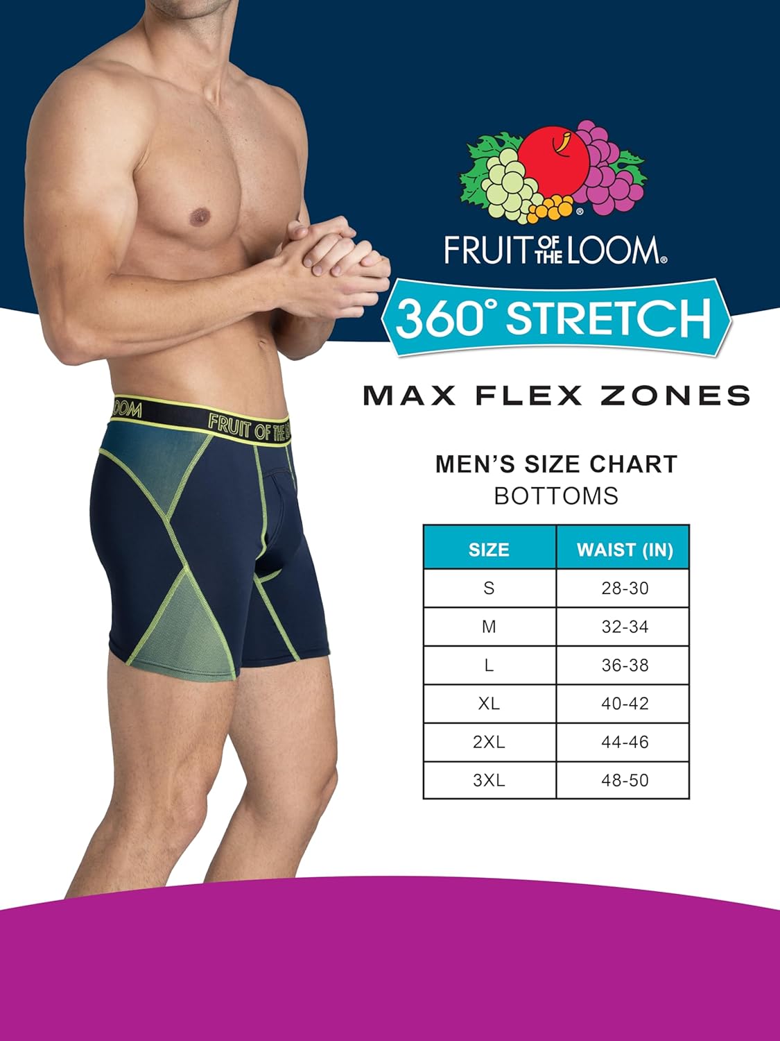 Fruit of the Loom mens 4-way Stretch Boxer Briefs | Lightweight & Moisture Wicking Underwear | Long Leg, Regular Leg & Trunk - Image 7