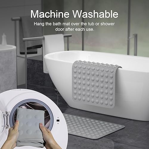 Miniatura 5 de JOYCANO Tapete de goma antideslizante para bañera, tapete de ducha antideslizante sin PVC, fuerte succión y superficie texturizada, no tóxico, sin