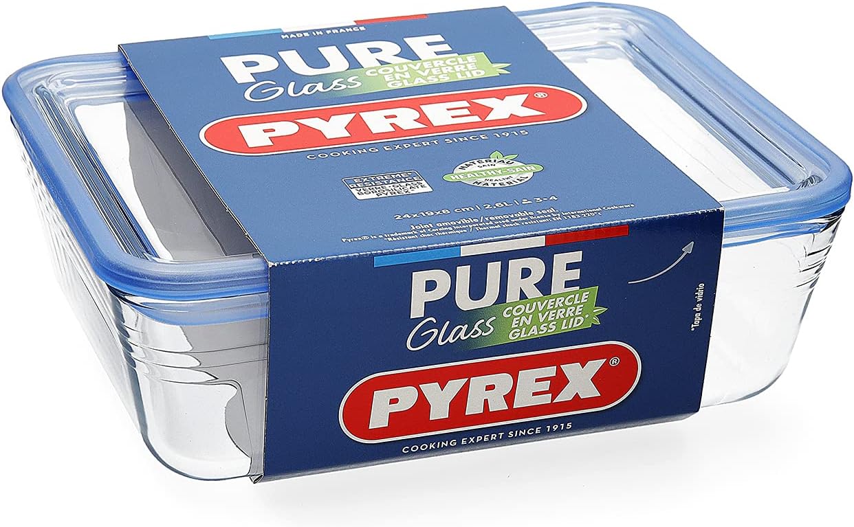 PYREX Pure Glass – Rectangular Airtight Container with Lid 19 x 14 x 5 ...