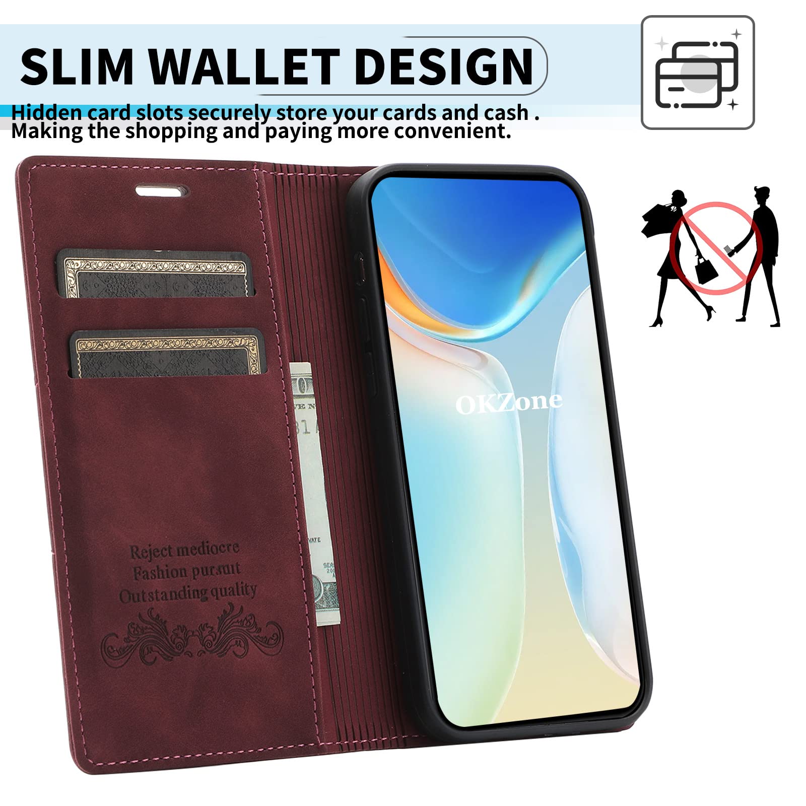 Custodia Flip Portafoglio OKZONE Per Huawei P20 Lite - Pelle PU Con Slot E Supporto (Marrone) - 2