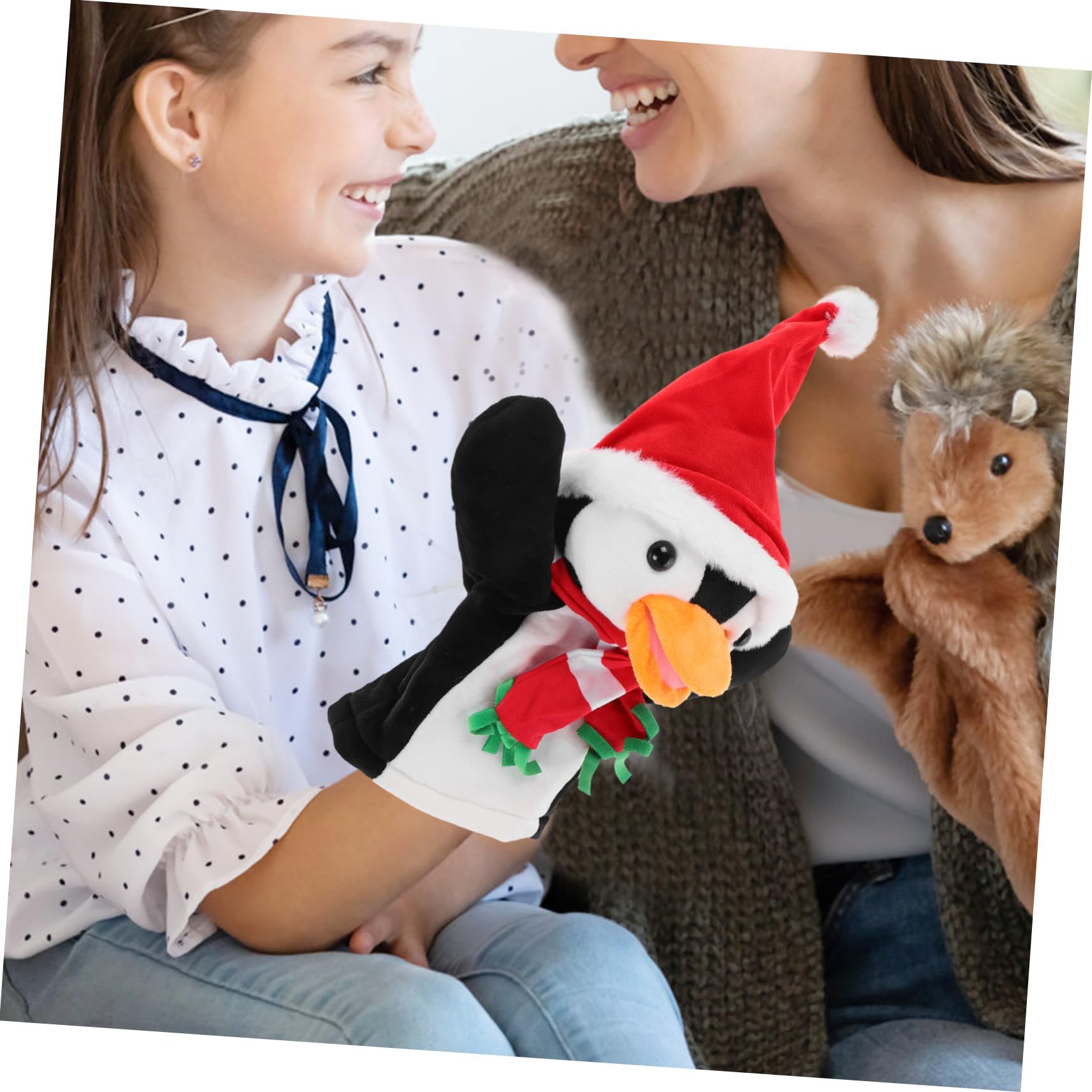 Beaupretty 4 Piezas Muñeco de Mano Pingüino de Peluche para Marioneta de Dedo Interactiva para Cuentos Navideños Juguete de Felpa para Familiares y Decoraciones Festivas