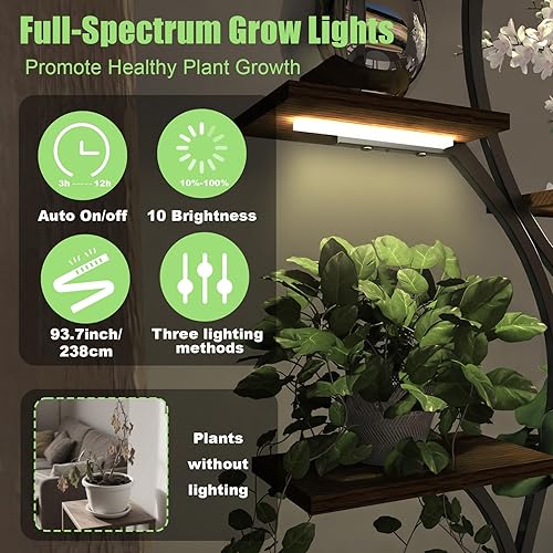 Miniatura 4 de Soporte para Plantas de Interior con Luces de Crecimiento, 67" de Alto Estante Esquinero para Plantas Soporte para Flores, Estante para Plantas de