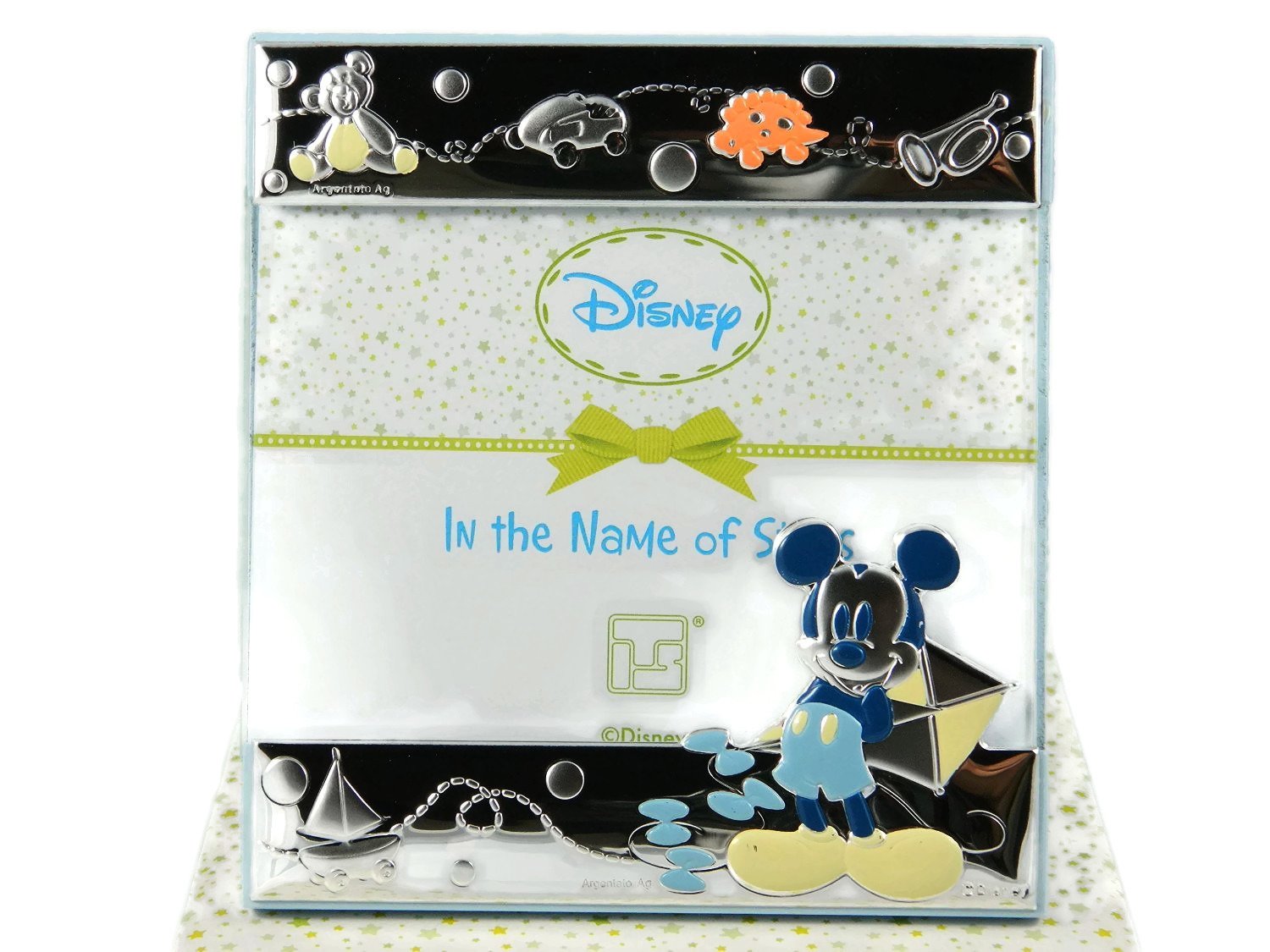 Cadre photo Mickey en argent bleu ciel, le cadeau de naissance idéal