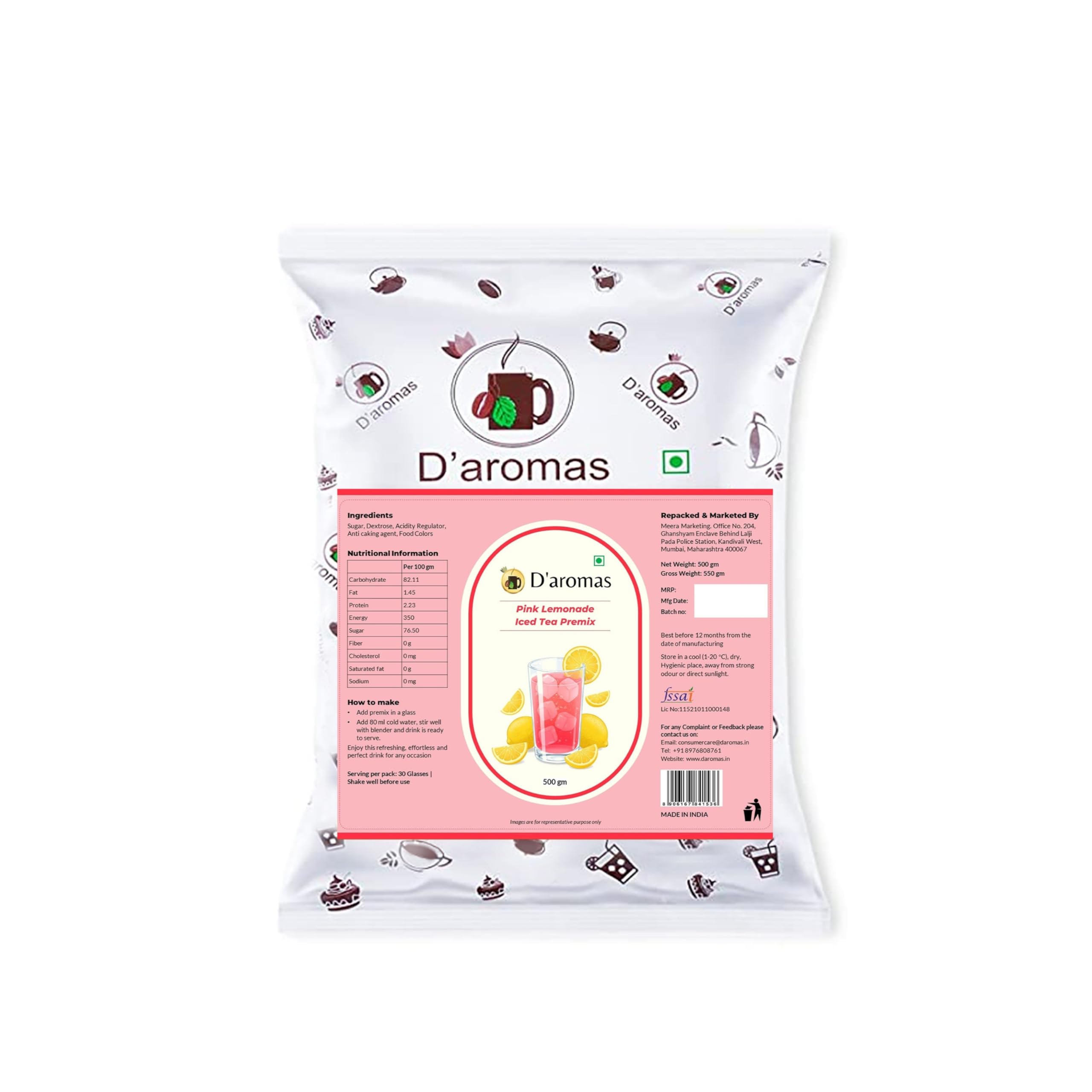 D'aromas Pink Lemonade Ice Tea 500g each, Instant Premix Ice Tea Powder, Ready to Drink Iced Tea, Summer Drink