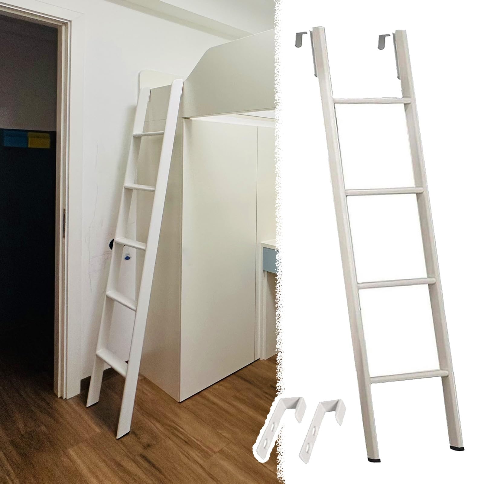 Scaletta Letto a Castello Scala In Metallo per Letto a Castello per Camper con 2 Ganci, 116 120 125 130 135 140 150 155 160 Cm Scala per Letto Singolo per Soppalco In Dormitorio Solo Scala Antiscivolo