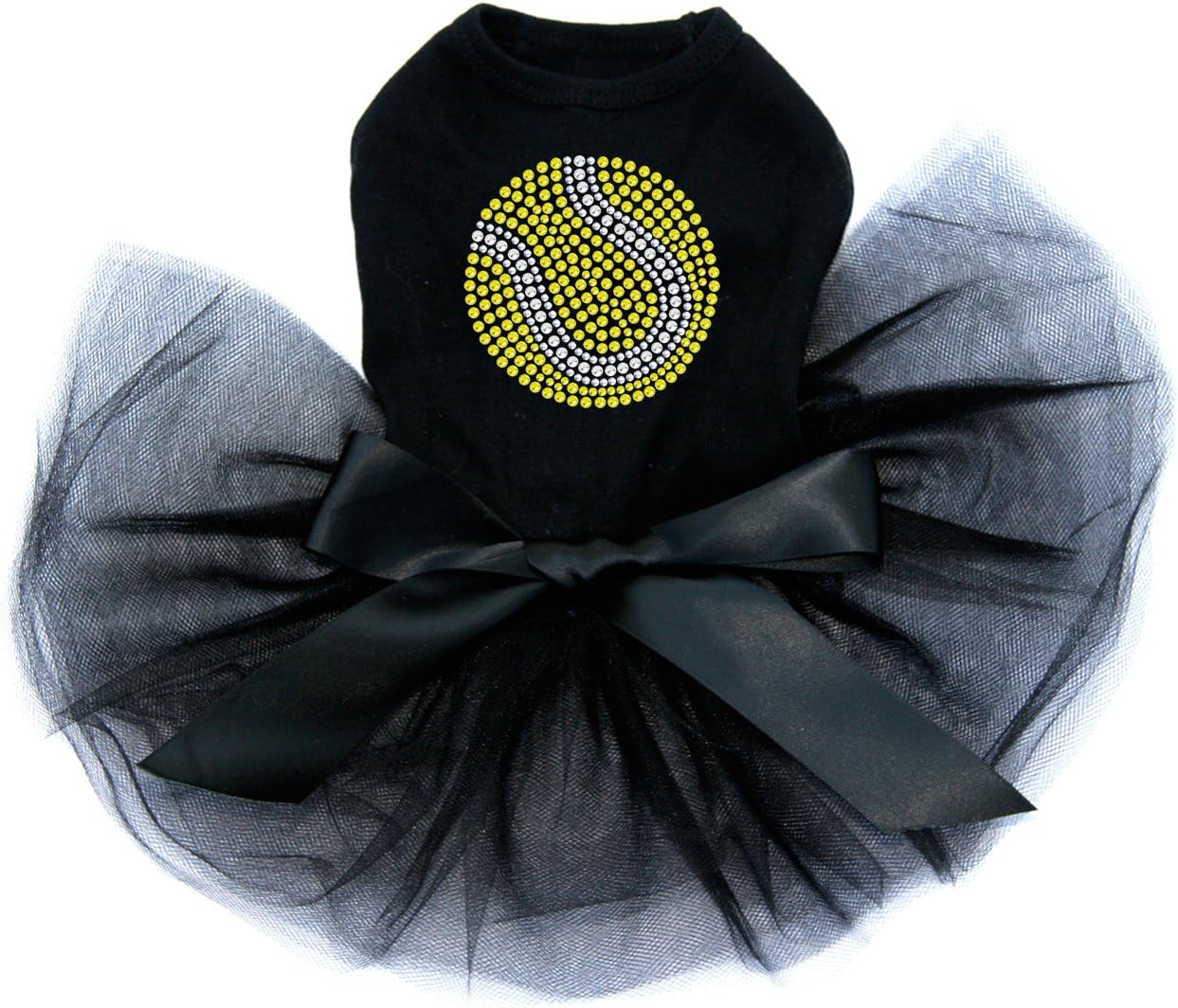 Tennis Ball - Bling Rhinestone Dog Tutu Dress, XS Black