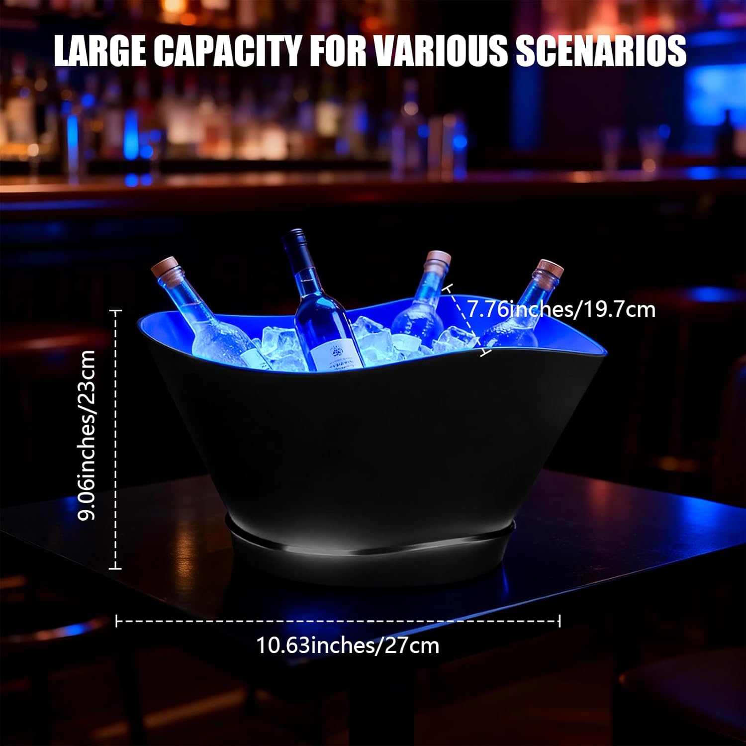 2pcs Glowing ice bucket Plastic ice buckets for parties 12L large beverage tub 7-color LED light ice buckets For Chilled Champagne Beer Cocktails Family Gathering Bar Nightclub Essential