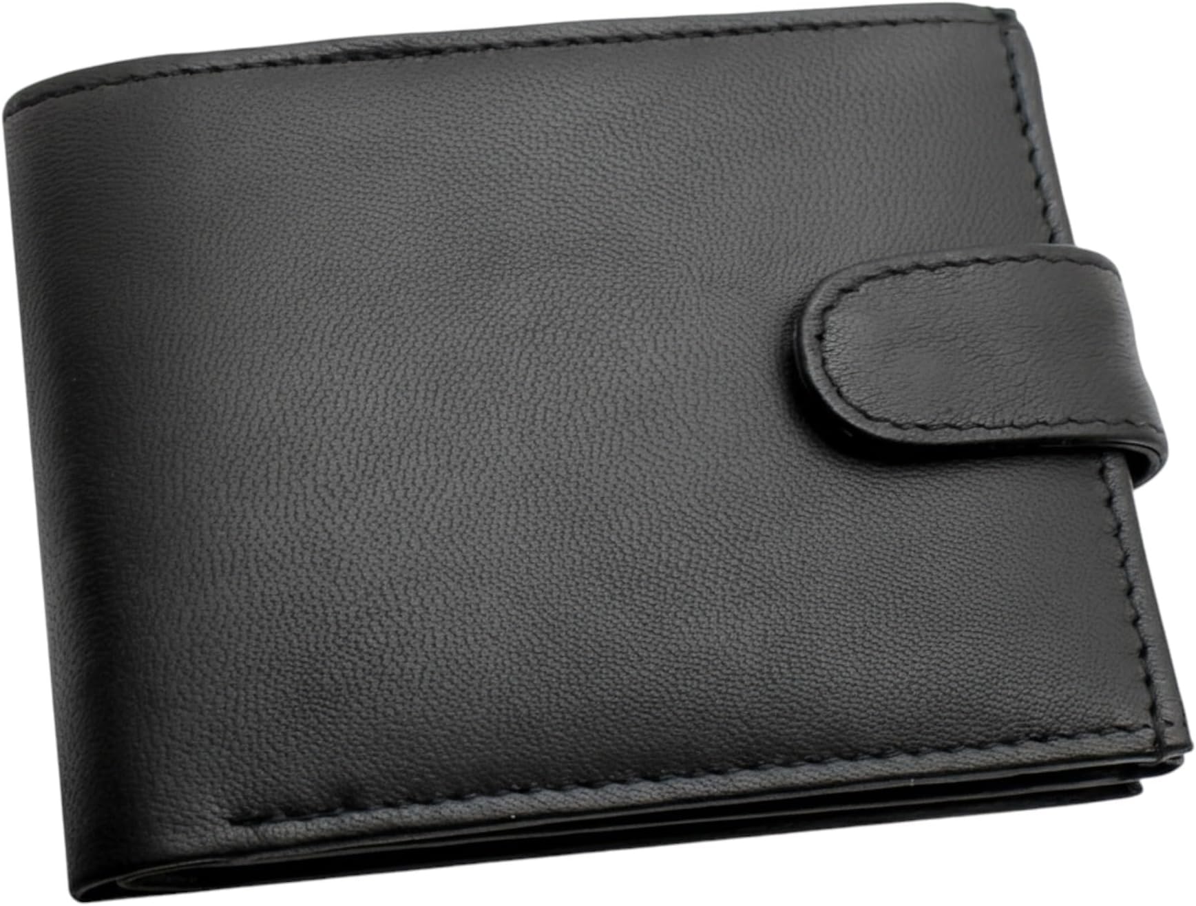 RAS Mens RFID Blocking Genuine Leather Trifold Wallet for Coins Cash and Id 94 Black