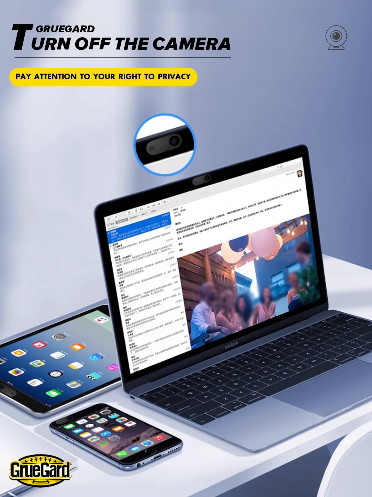Copertura Webcam, copertura per privacy della camera del laptop e del telefono, 3 pezzi di copertura per camera a scorrimento ultra sottile opaca per computer, laptop, Webcam Cover, nera