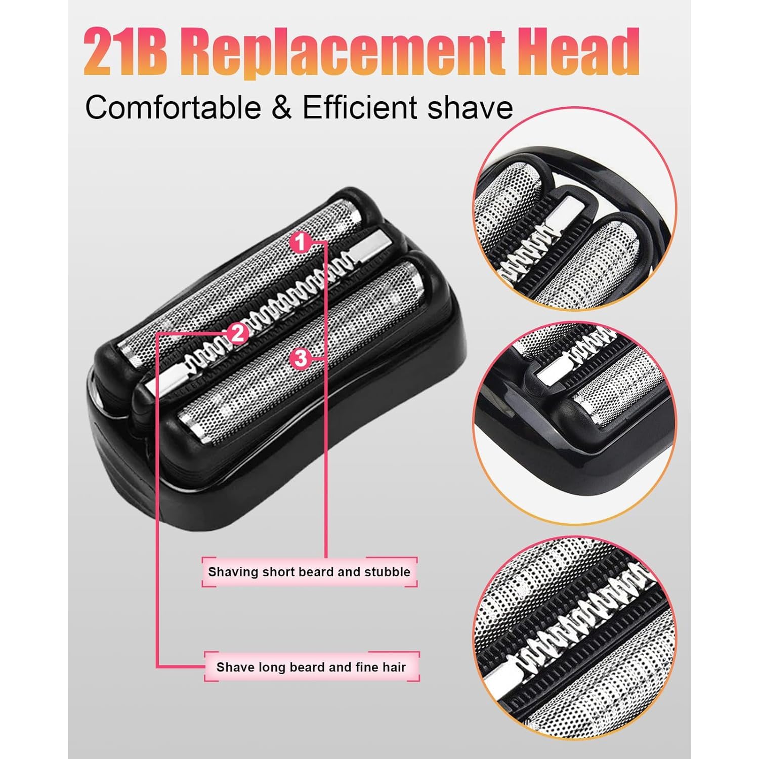 Testine di ricambio 21B compatibili con Braun S3 | compatibili con 3040s 3000s 3050cc 3010s 3070cc 3080s 3090s 310s 3020s 330s 370cc-4 380s-4,Confezione da 2