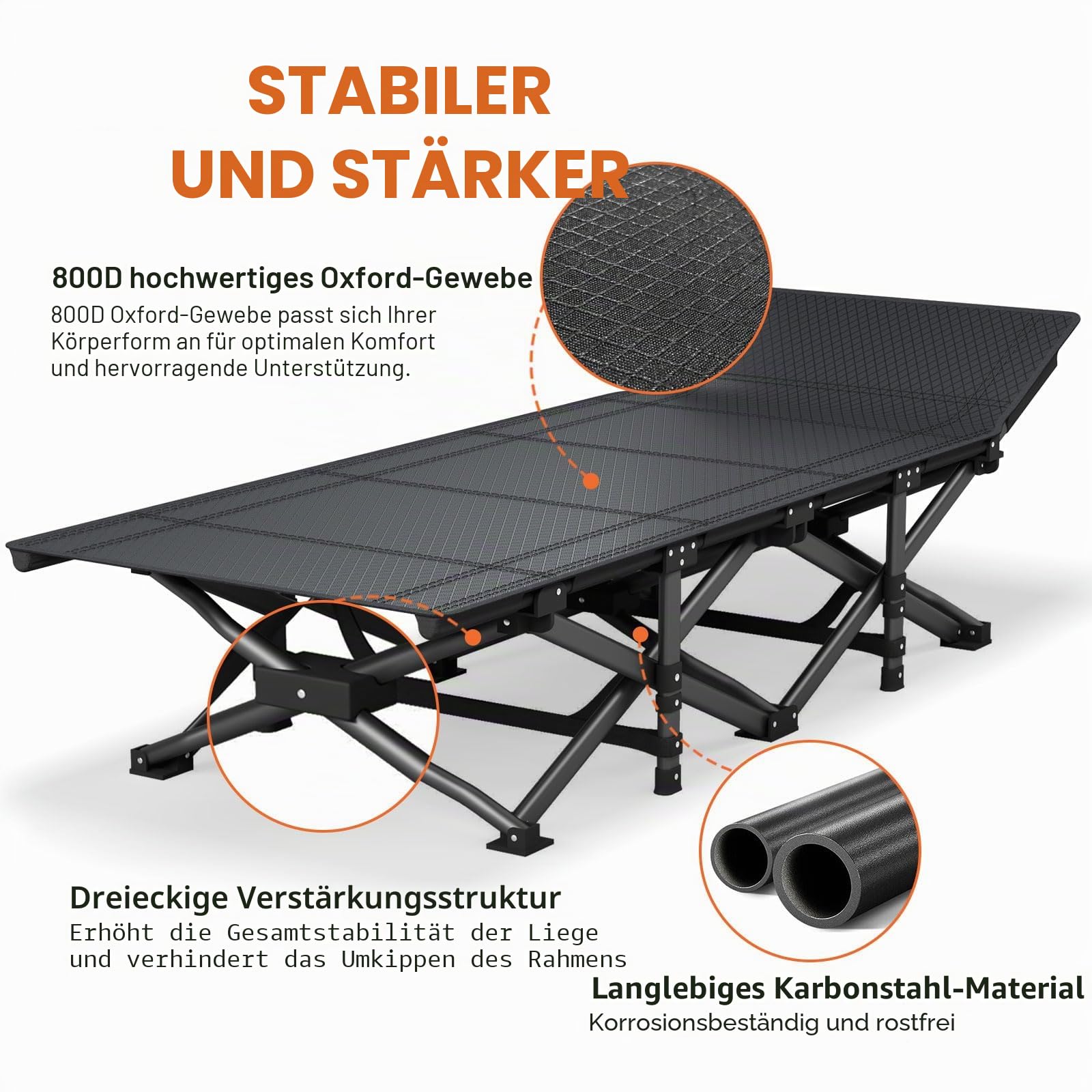 ATORPOK SHOP Campingbetten für Erwachsene mit Kissen, tragbares Zelt, bequemes Reise-Campingbett zum Schlafen, Kinderbett mit Tragetasche, unterstützt 204 kg (grau)
