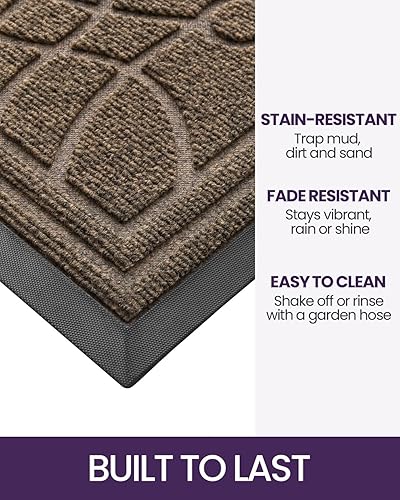 Miniatura 3 de DEXI Tapete de bienvenida resistente y duradero de perfil bajo para puerta delantera, patio, garaje, zonas de alto tráfico, 3 x 5 pies, color marrón