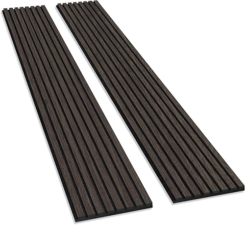 Paneles de pared de listones de madera, paquete de 2 paneles de pared acústicos de madera acústica absorbente de sonido, panel de pared 3D de