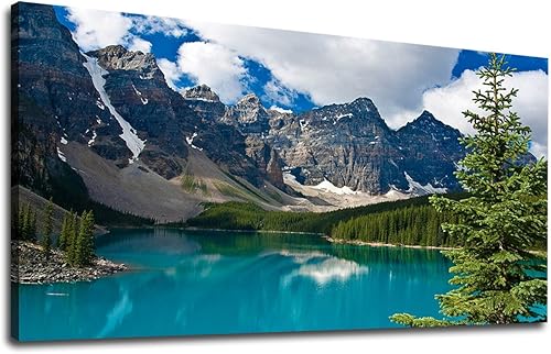 Lienzo grande de Moraine Lake para pared, decoración de pared para dormitorio, imagen de montaña, lienzo, decoración de sala de estar, paisaje