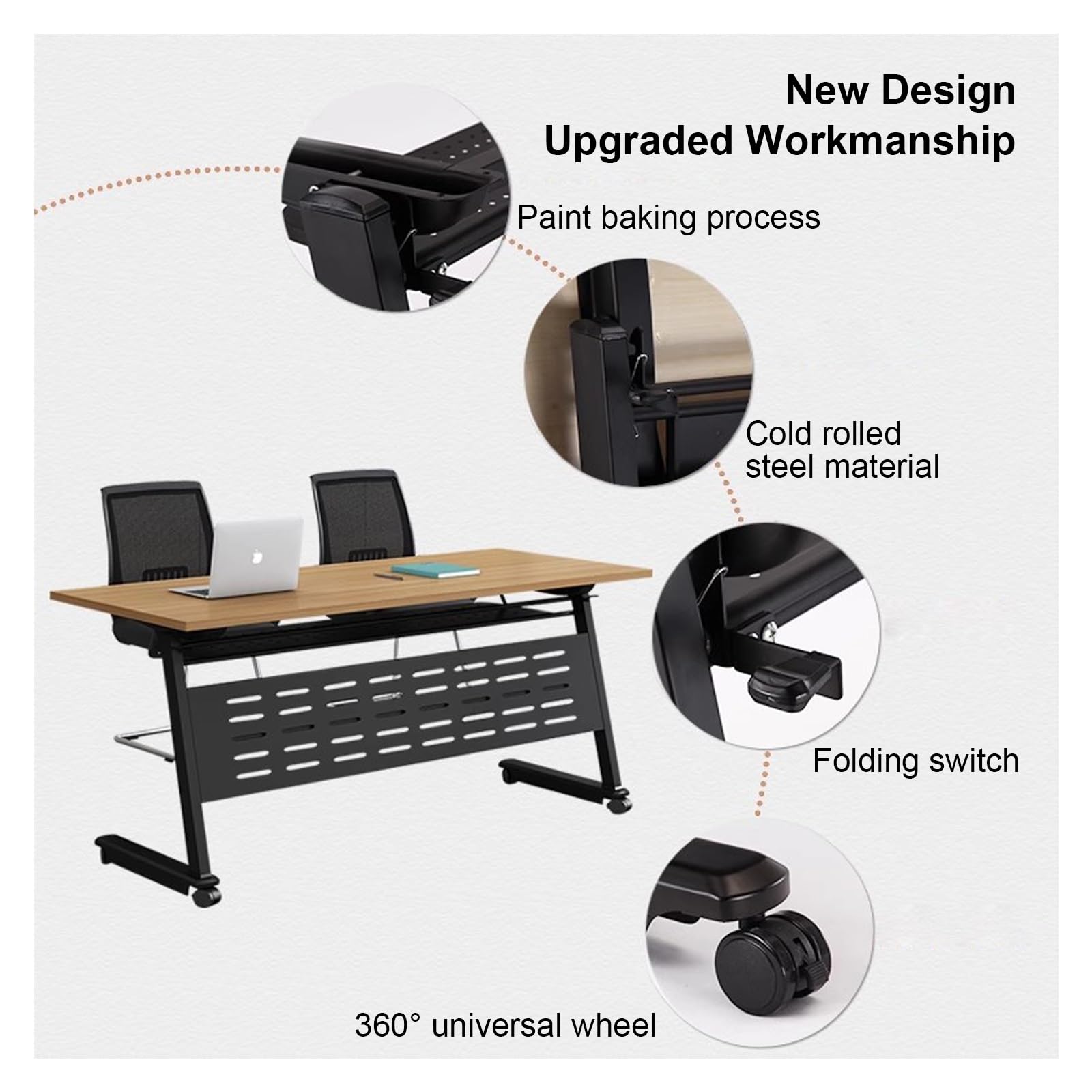 Table De Conférence Pliable, Bureau Mobile À Plateau Rabattable pour Salles De Formation et Mobilier Scolaire, Table pour Centre Multimédia
