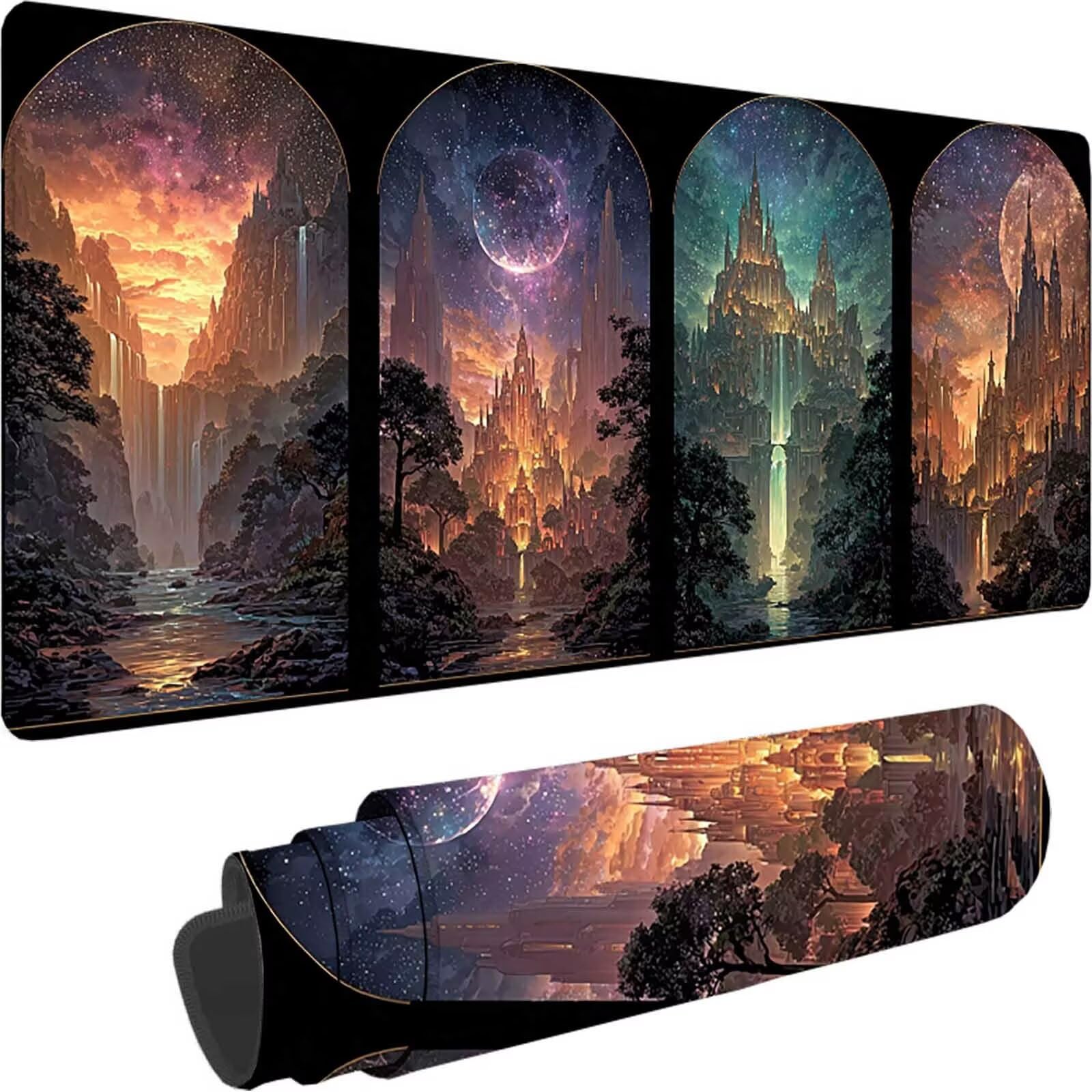 Podkładka pod mysz XXL 1200 x 600 x 3 mm, czarna podkładka pod mysz do gier zamek ochraniacz na biurko ze zszytymi krawędziami, podkładka pod mysz do gier poprawia dokładność i szybkość dla graczy, PC