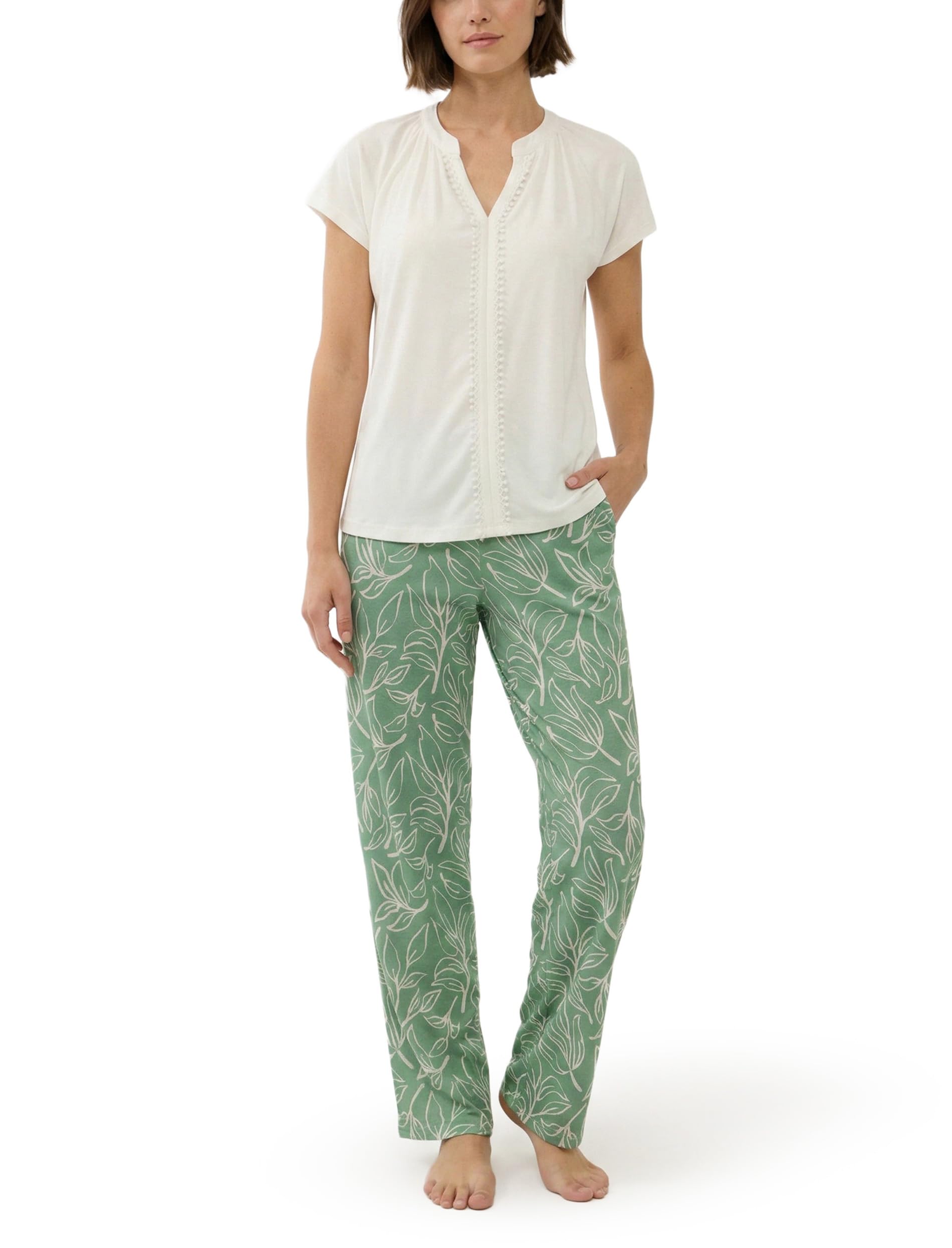 Vivisence Mujer Pijama Modal Y Algodón con Bolsillos Comodidad Todo El Año