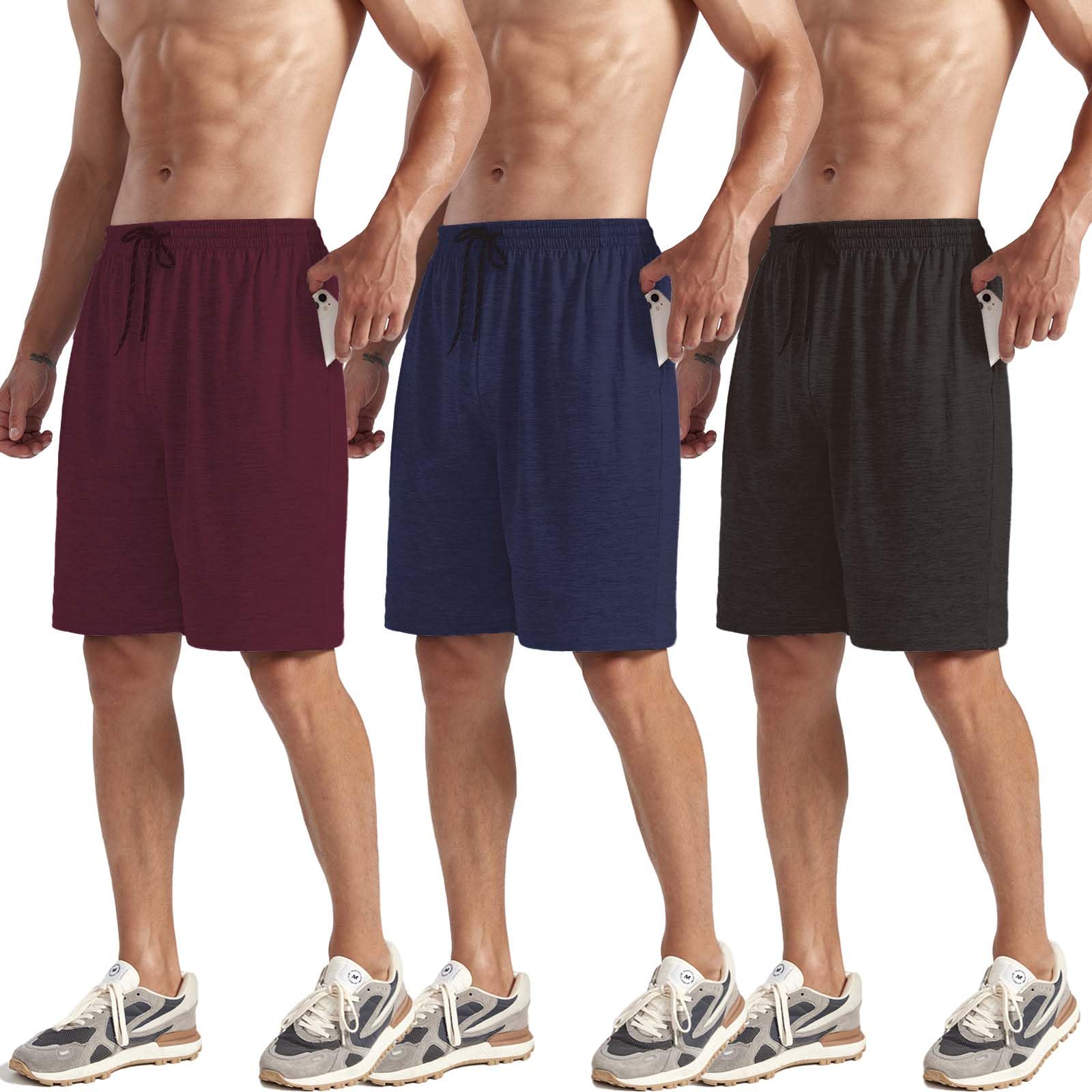 ZH Mens Athletic Shorts with Pockets and Adjustable Elastic Waistband - Quick-Dry Activewear
