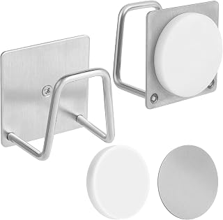 Magnetic Sponge Holder for Kitchen Sink,1 Pcs Strong Magnetic Stainless Steel Rack Stand, Kitchen Accessories, Dish Sponge Organizer, Scrubber Caddy, with Extra Magnets and Metal Plates