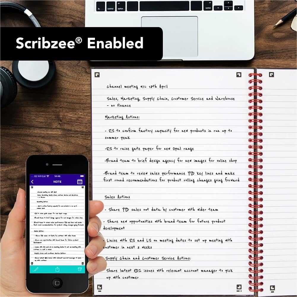 Black n' Red Oxford A4 Perforated Glossy Hardback Wirebound Ruled Notebook, Pack of 5