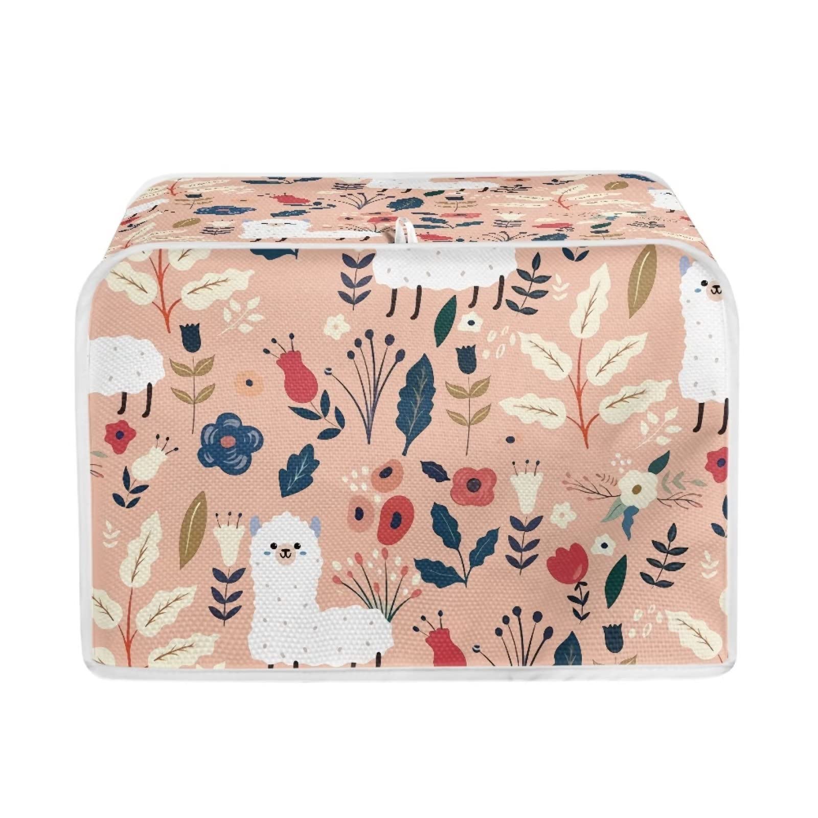 JEOCODY Cute Alpaca Toaster Oven Covers Polyester Toaster Cover for Two Slice Toaster and Dust &amp; Fingerprint Protection