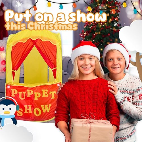 Miniatura 2 de Playbees Puppet Show - Tienda de campaña emergente con escenario frontal para niños pequeños, teatro, tienda de juegos de simulación para niños,