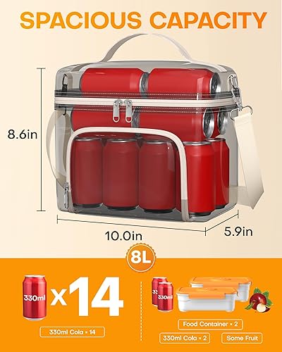 Miniatura 3 de HOTOR Lonchera para mujer  Bolsa de almuerzo aislada con amplia capacidad de 8 litros, bolsa enfriadora de piel sintética, resistente al agua y