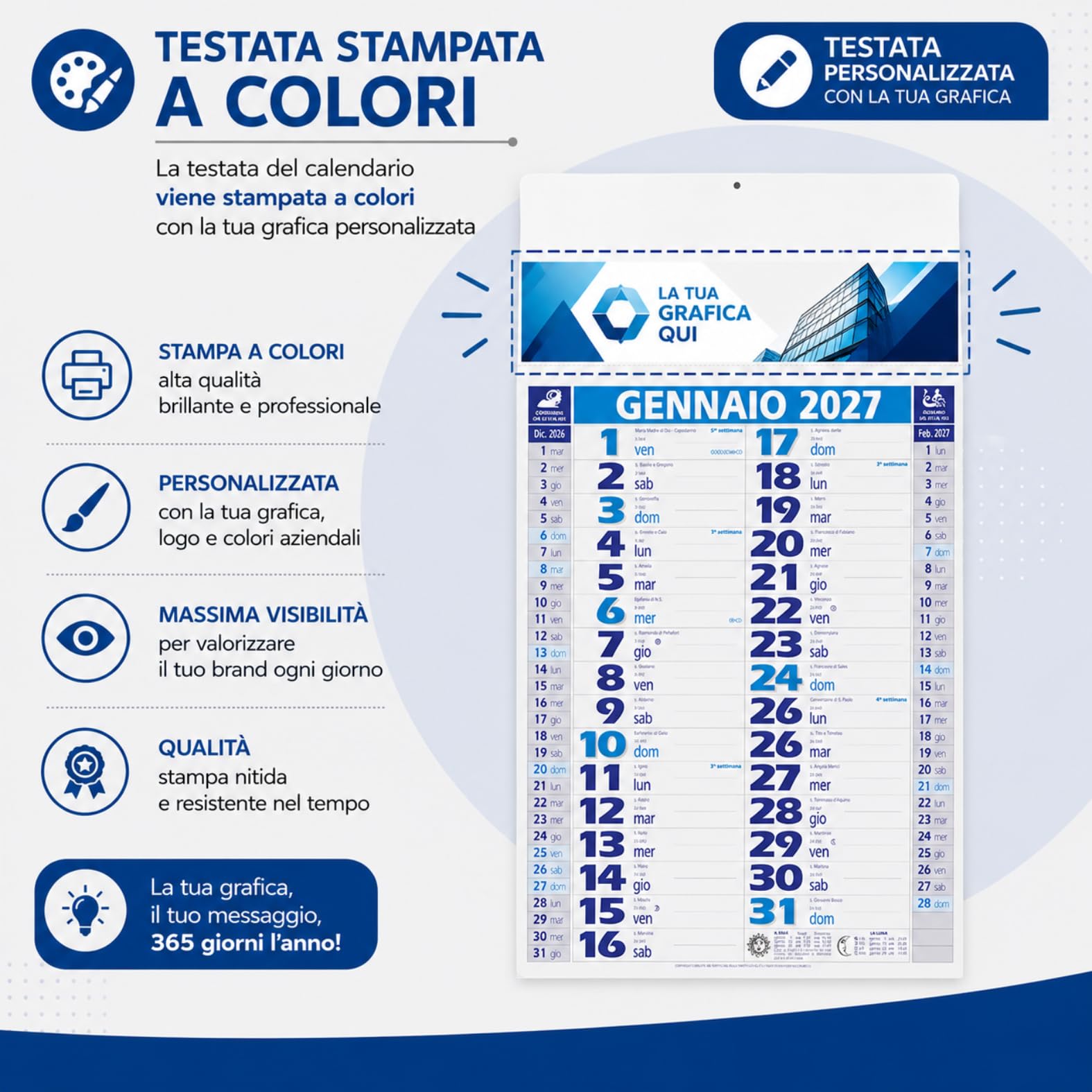 Calendari Personalizzati 2027 in Stock da 50 Pezzi Olandesi Medi da Muro Notes sul Retro per Gadget Pubblicitari di Fine Anno e come Omaggio per i Clienti o Regali Aziendali | PA620-50
