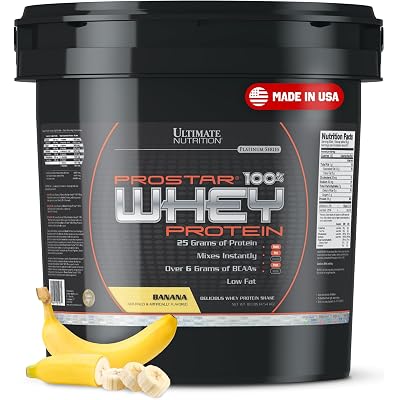 Ultimate Nutrition Prostar Whey Protein Powder Isolate, Banana - Low Carb, High Protein Powder Shake for Muscle Gain & Recovery - Low Sodium, Low-Fat & Keto Friendly - 10 lbs Bucket