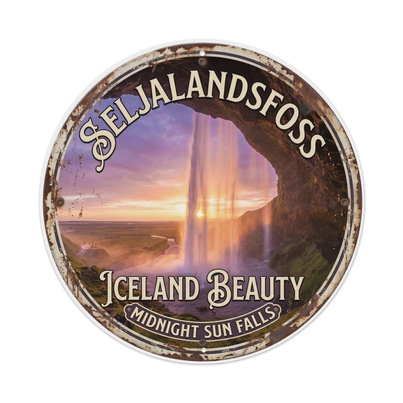 Vintage Travel Seljalandsfoss Iceland MagicMetal Tin Sign