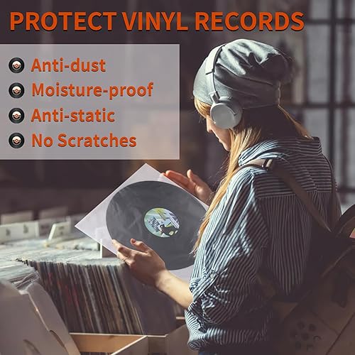 Miniatura 5 de Fundas interiores para discos de vinilo, 30 fundas interiores de vinilo LP antiestáticas de 12 pulgadas, fundas protectoras de vinilo de plástico de