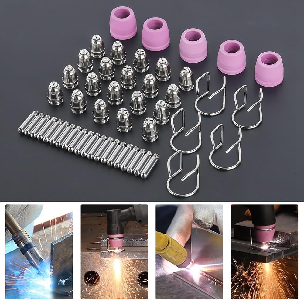 Kit de 50 Consumibles para Cortadora de Plasma AG60P. Incluye Puntas y Boquillas para Antorcha de Corte. Compatible para AG60 y WSD60.