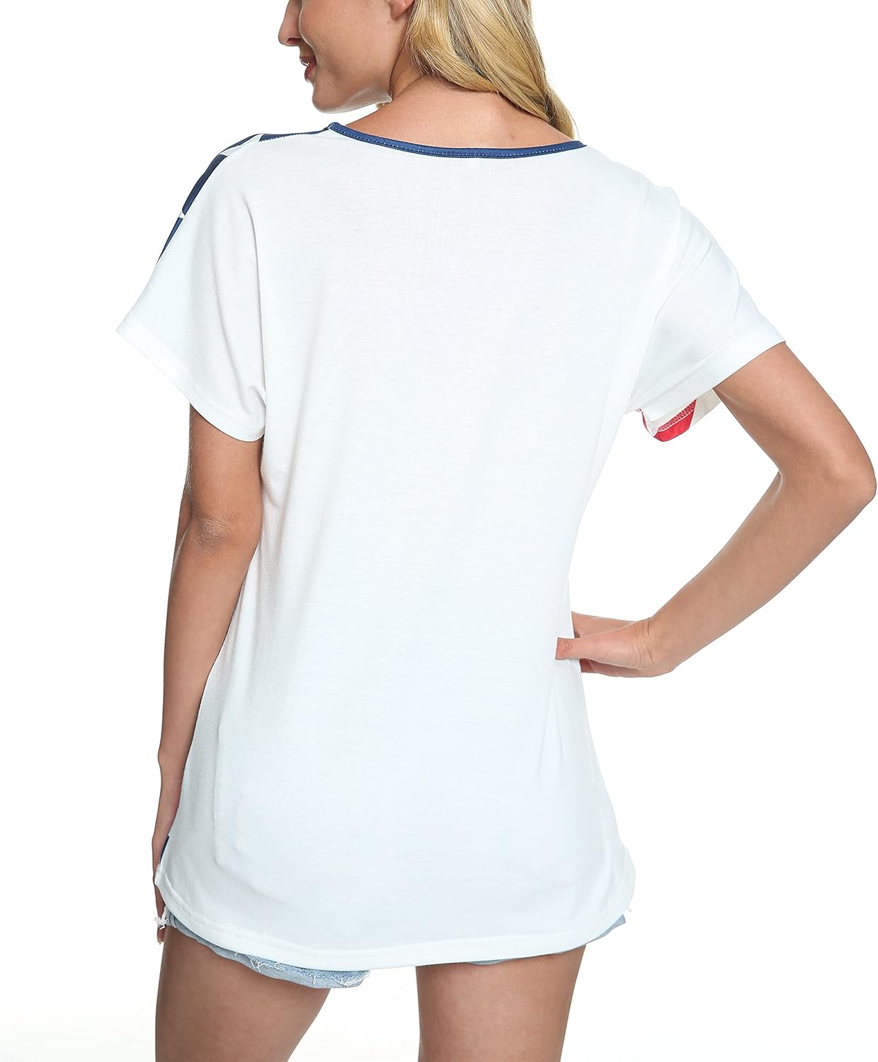 Barlver Womens American Flag Shirt Short Sleeve 4th of July Flag Top Loose Patriotic Independence Day T-Shirts S-XXL - Image 6