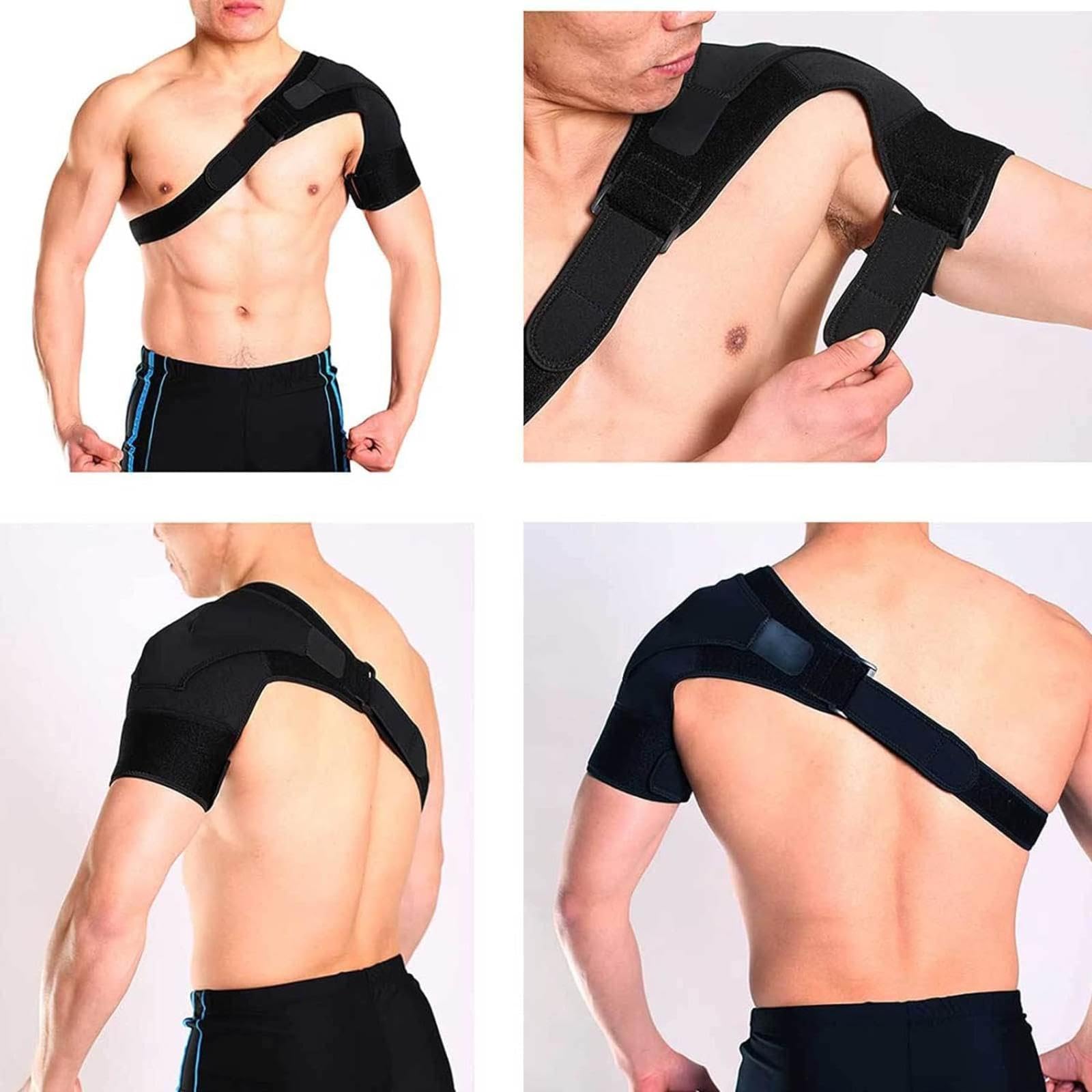 Tutore per La Spalla, Tutore di Supporto Della Cuffia Dei Rotatori per Alleviare Il Dolore, Manicotto di Compressione Della Spalla, Regolabile per Braccio Sinistro e Destro,Black-Large