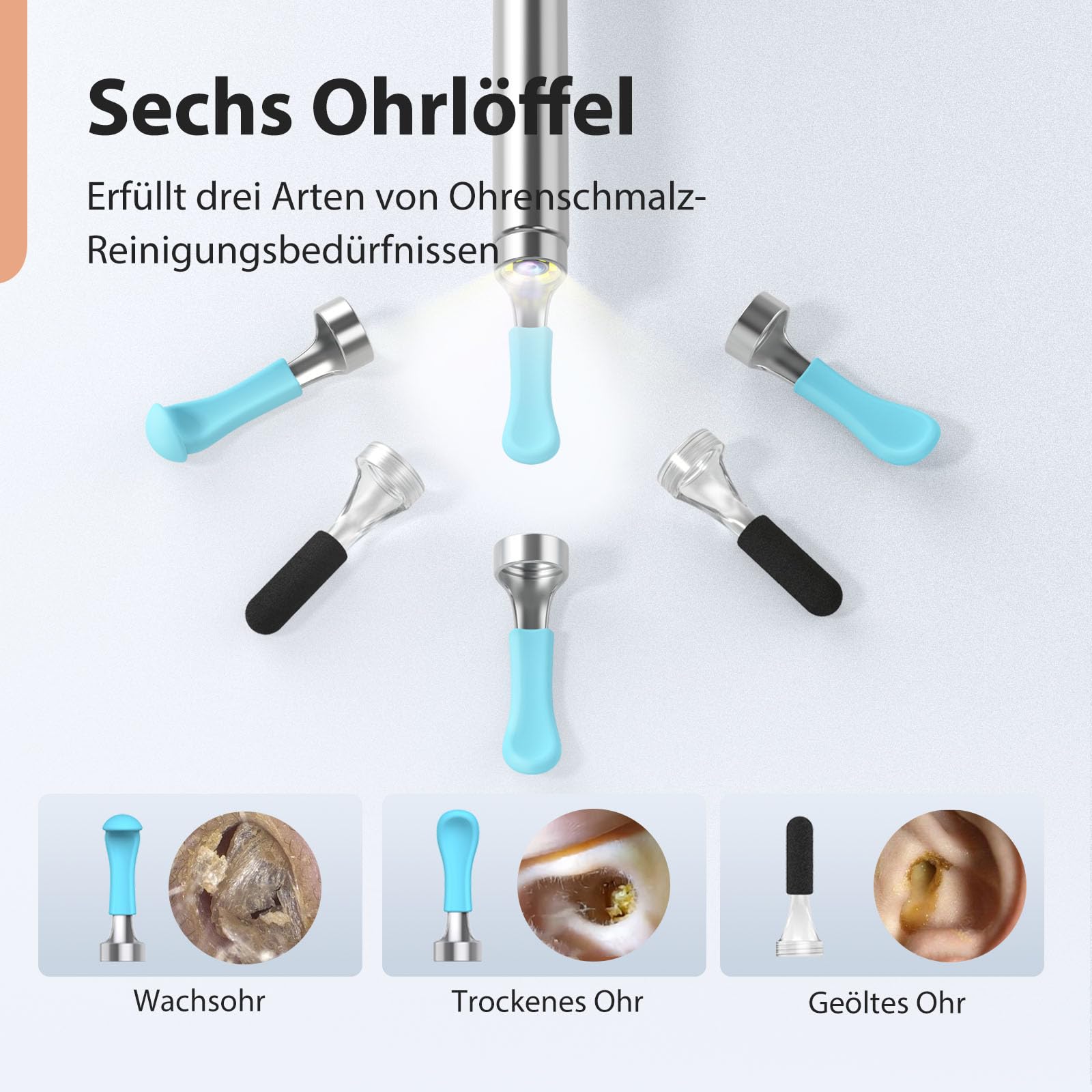 Otoscope Oreille, 1080P HD Kit Camera Oreille, Camera Iscope IP67 Étanche Nettoyant Oreille Avec 6 Lumières LED, Outil de Nettoyage d'oreille de 3,5 mm, Adapté aux Smartphones Tablettes IOS Android