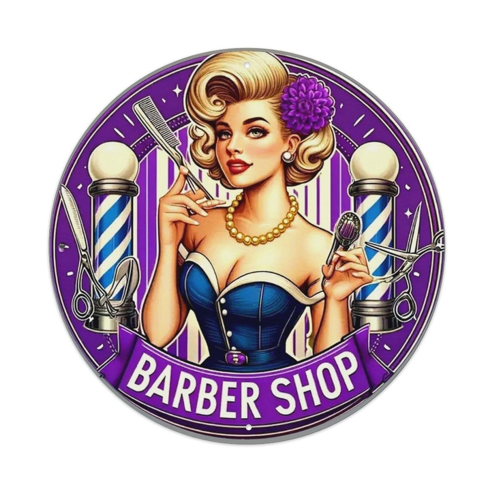 Jdyansheng Vintage Barber Shop Logo Design_1 Tin Sign Metal Poster Metal Signs For Home Man Cave Bar Cafe Kitchen Laundry Room Wall Decorations 8X8 Inches