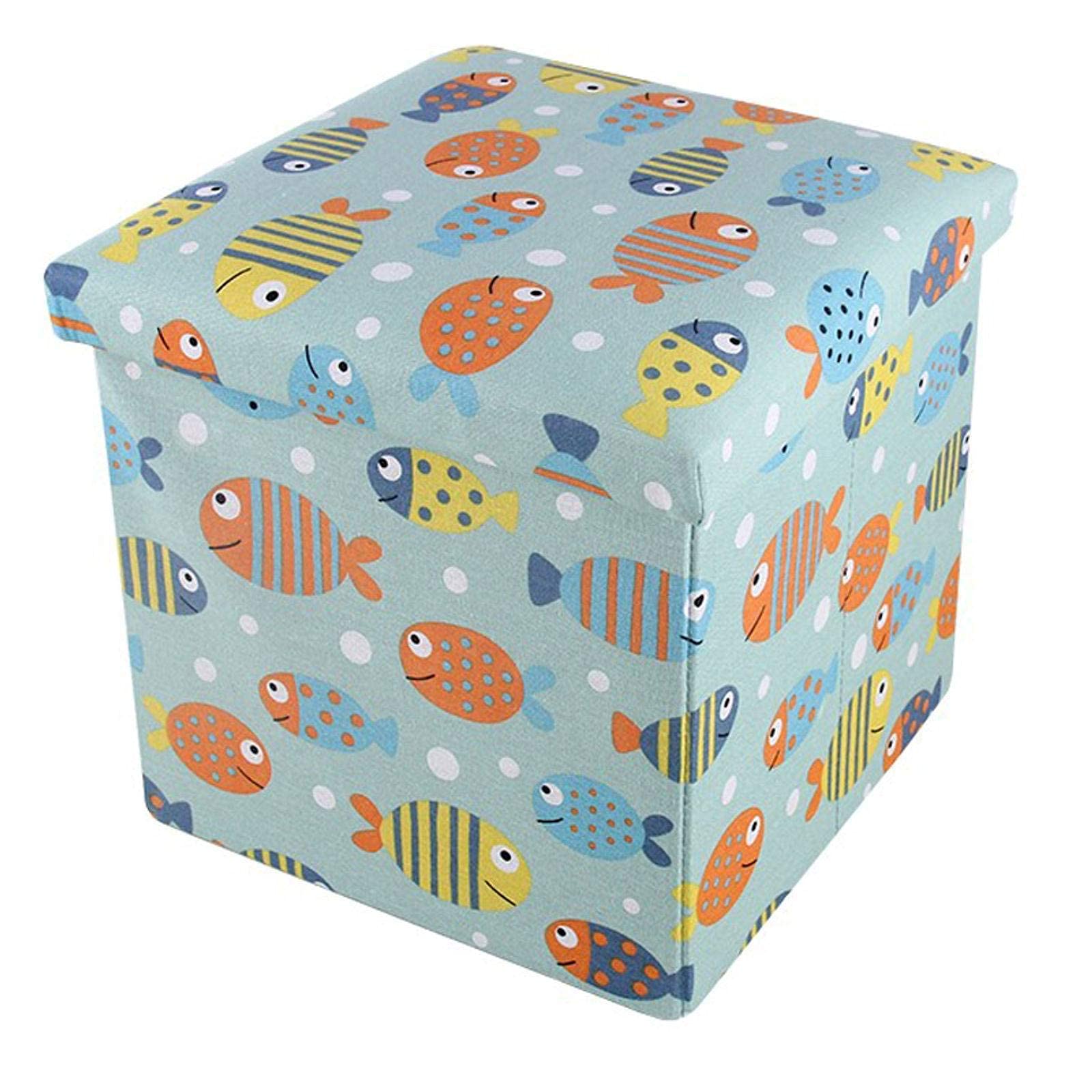 Pouf pliant et boîte de rangement cube en coton lin 30x30x30cm pour le salon